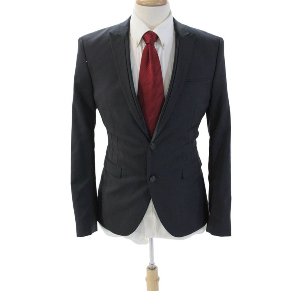 Zara Man Men's Classic Dark Blue Wool Blazer Button Long Sleeve Size 38